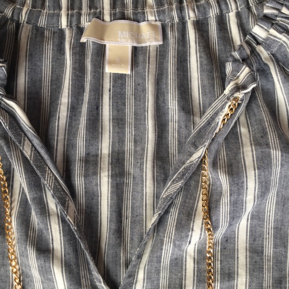 Michael Kors Bell Sleeve Linen Blouse with Gold Chains - Size S - Picture 2 of 7